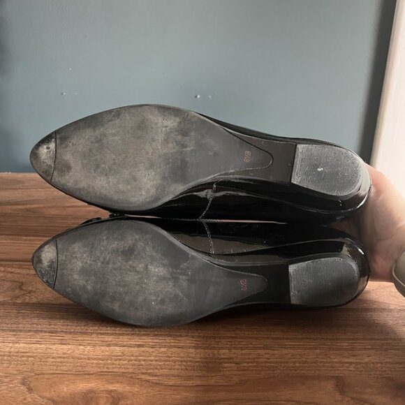 Vintage Black Patent Leather Ruffle Toe Flats - Picture 10 of 13